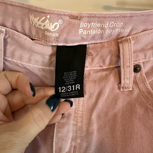 Pink Ripped and Distressed Cropped Jeans - Picture 3 of 3